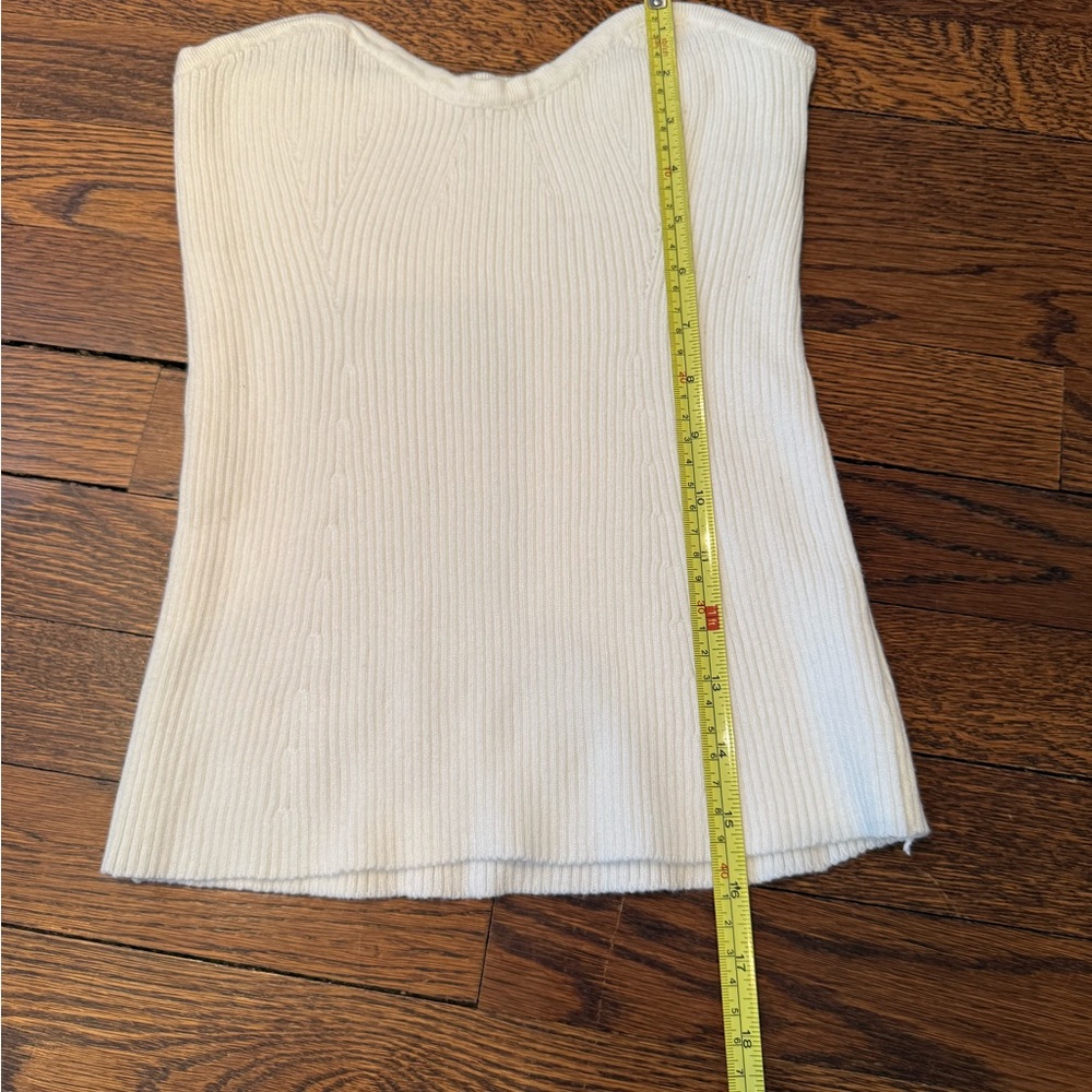 White Strapless Ribbed Top - Picture 4 of 8